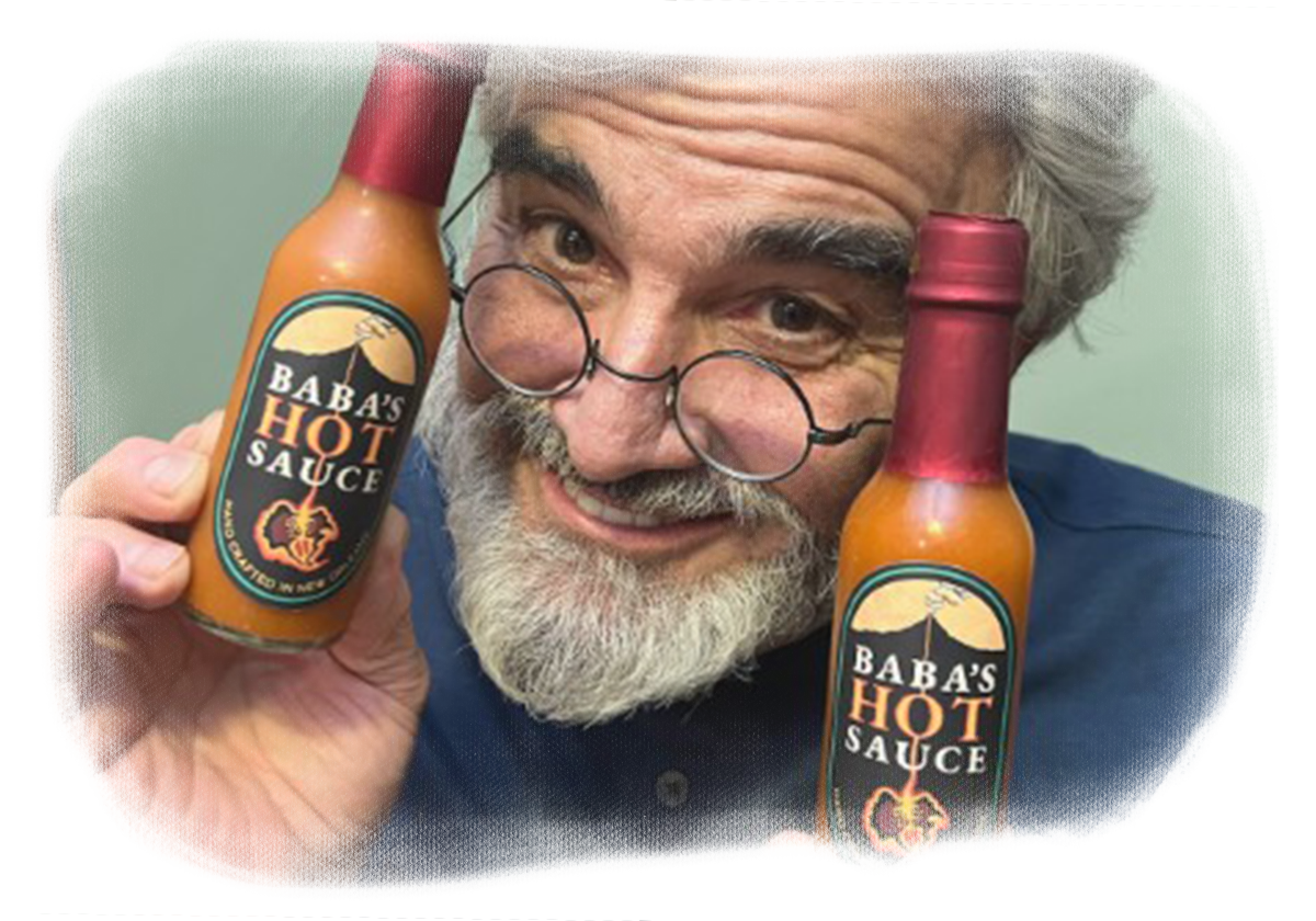Baba with his hot sauce