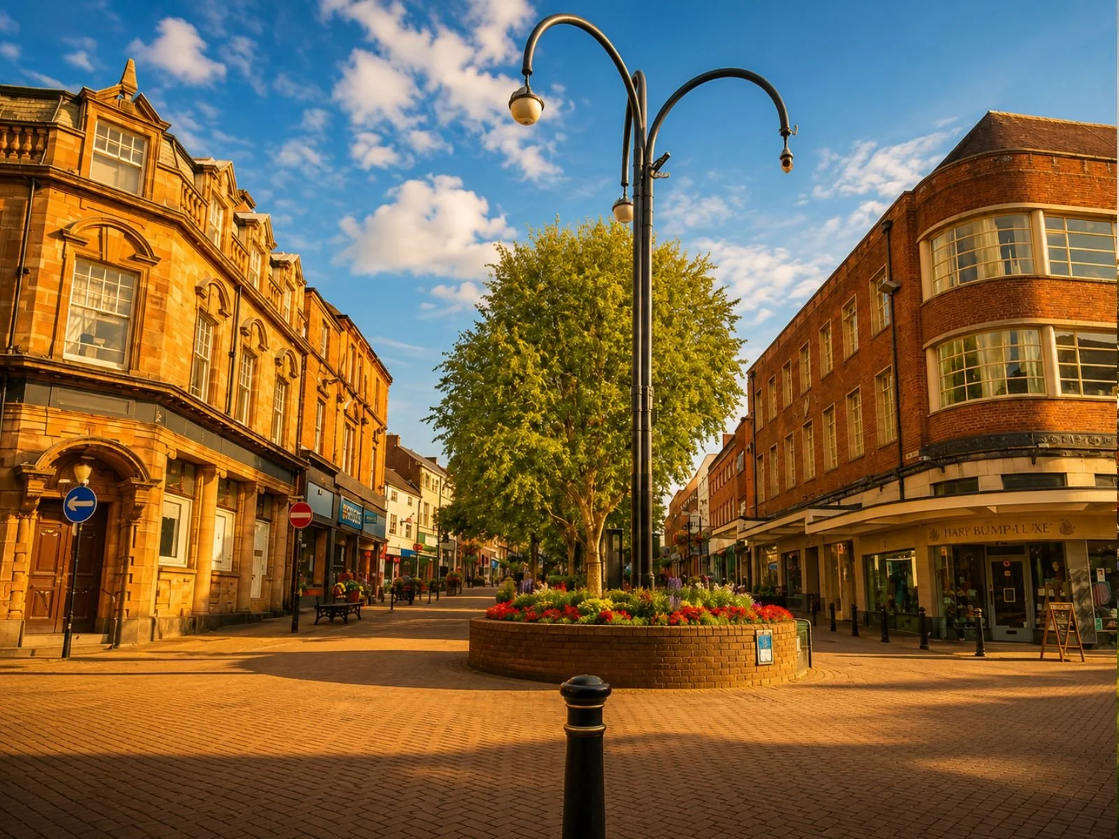 View across residential streetscape in Newcastle-under-Lyme