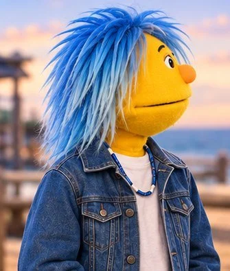 Max in his denim jacket at sunset