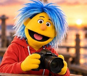 Max taking photos at sunset