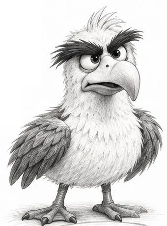 Pencil sketch of Gully the seagull