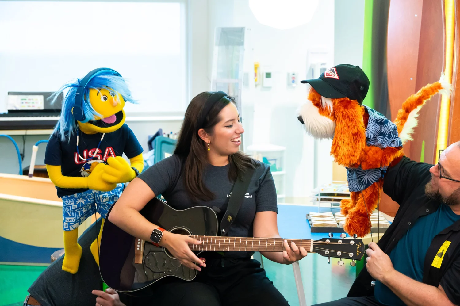 Live puppet music session at Joe DiMaggio Children's Hospital