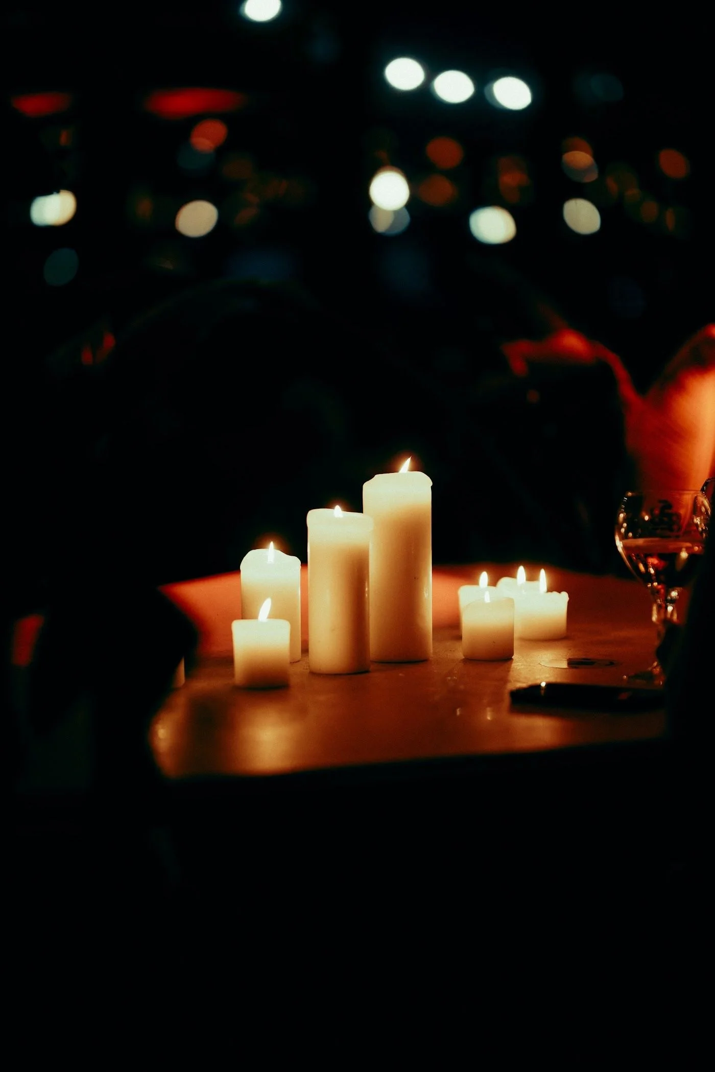 Candlelight detail on a table at the Penthouse