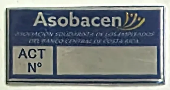 Placa azul de activo de Asobacen con espacio para el número