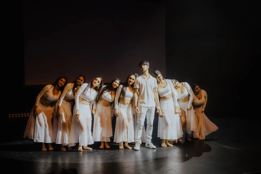 Iconic showcase cast in white on stage during the Heer Raanjhanaa announcement