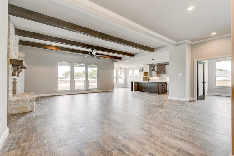 Open dining, living and kitchen space
