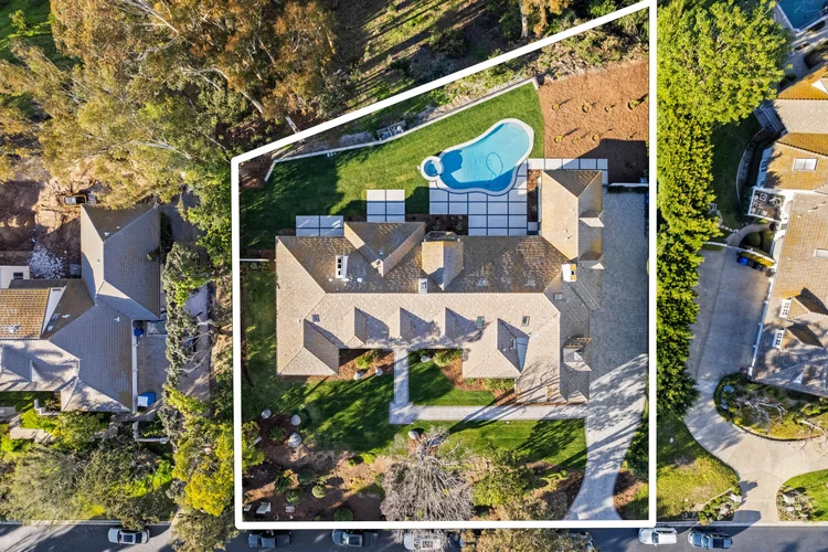 Aerial photo with property boundary lines