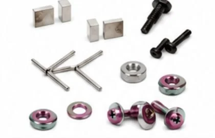 Mil-spec pins, black-oxide screws, and specialty washers