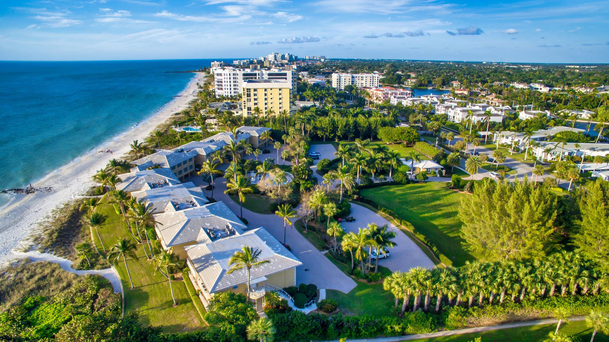 Naples Florida luxury coastal residential market aerial