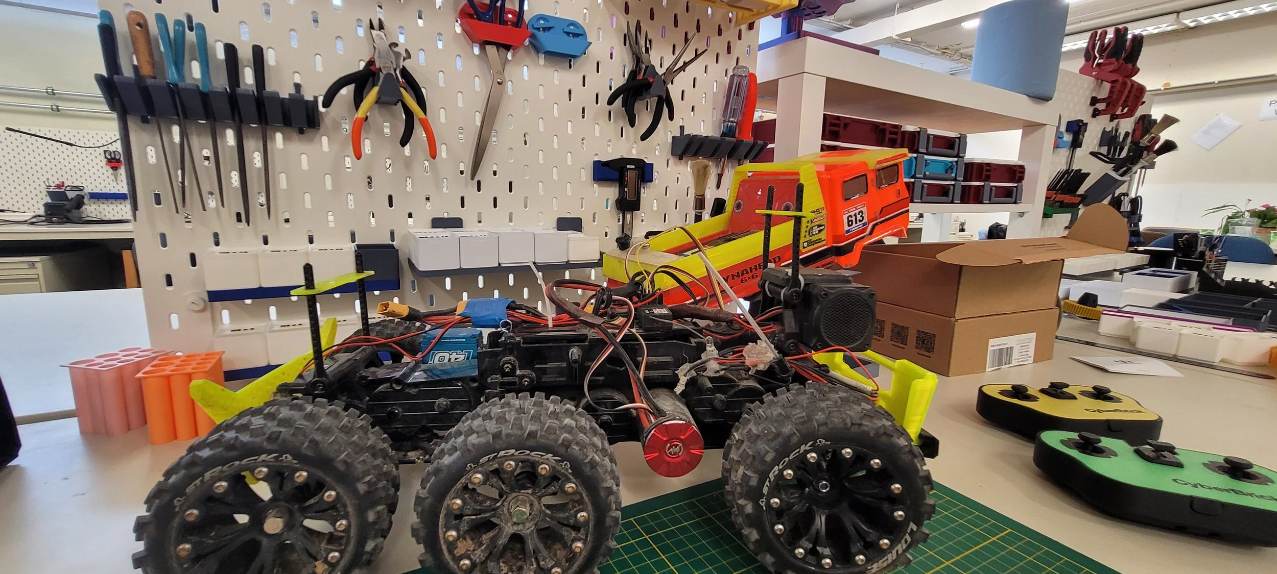 A clean and organized workshop bench