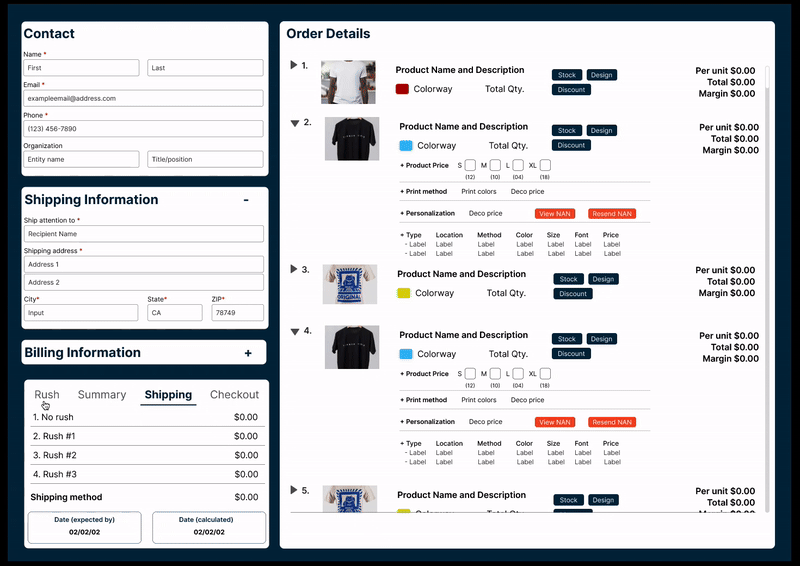 Animated demo of the redesigned order entry dashboard