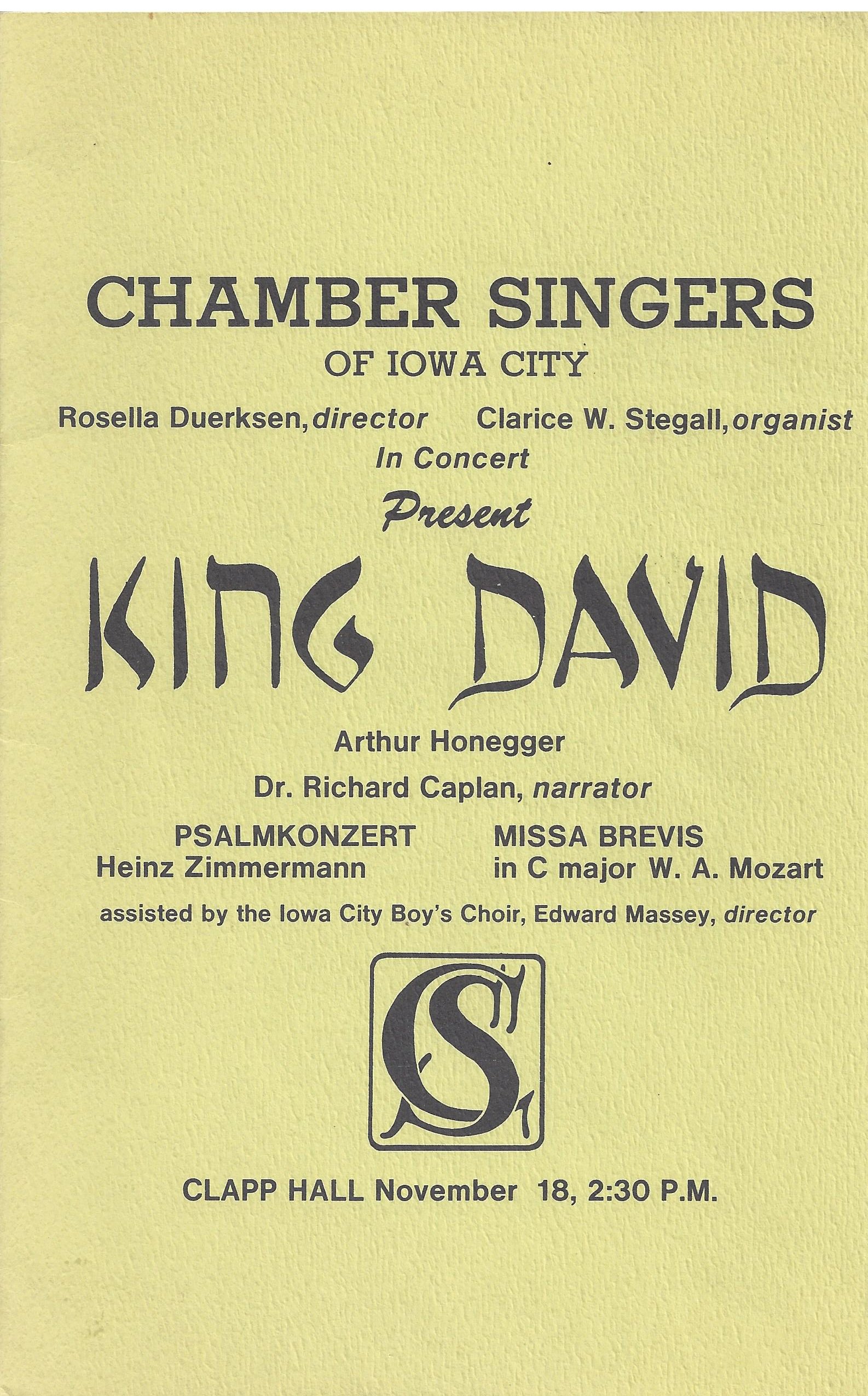 Concert program cover, spring 1972