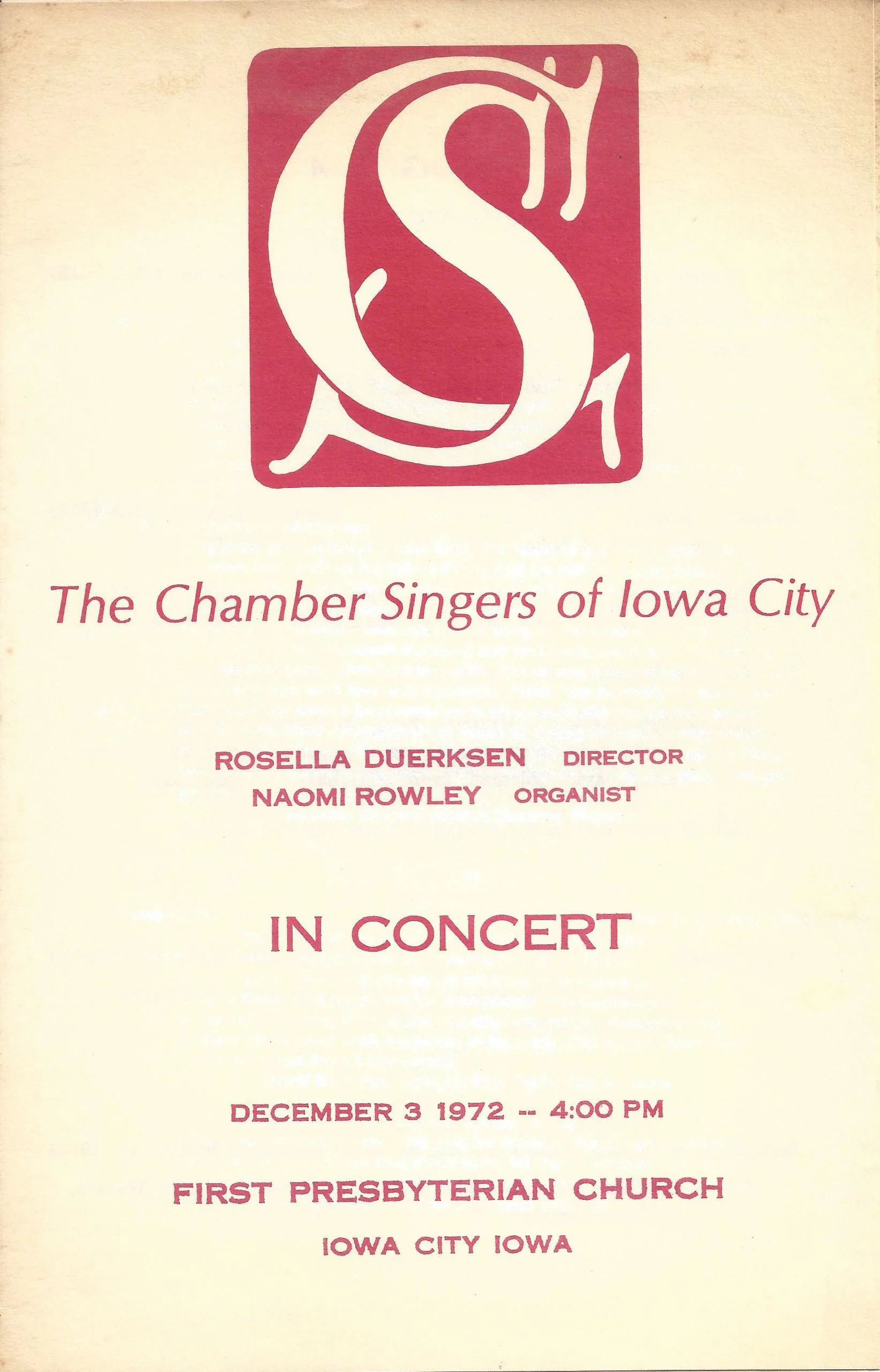 Concert program cover, spring 1972