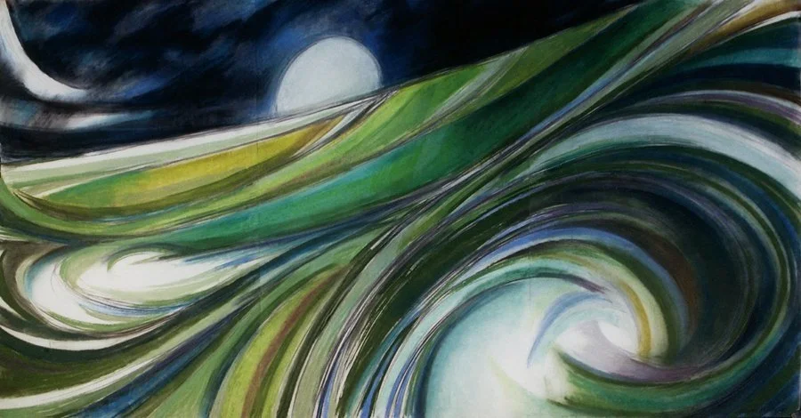 Moon-Waves, 2006, Pastel, 40” x 78”