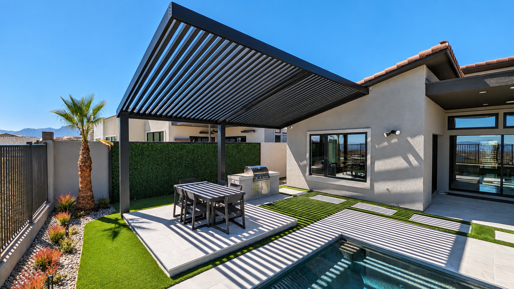 4K Aluminum patio cover installed in Las Vegas