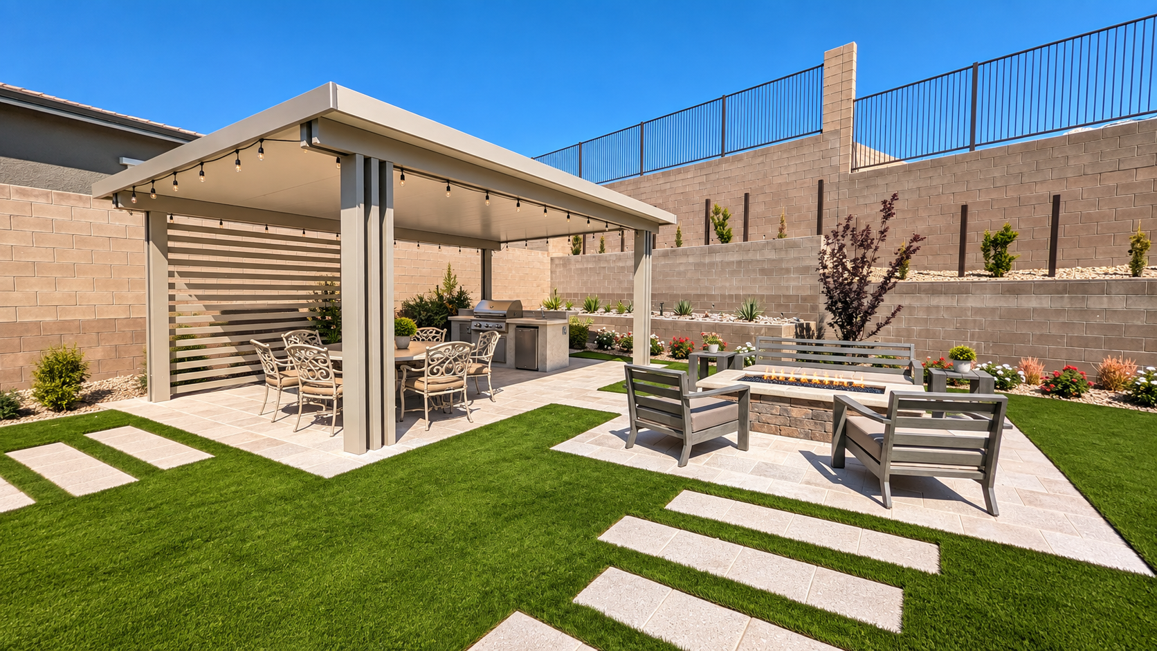 Solid aluminum patio cover installed in Las Vegas