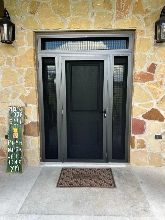 Front entry security door with sidelights