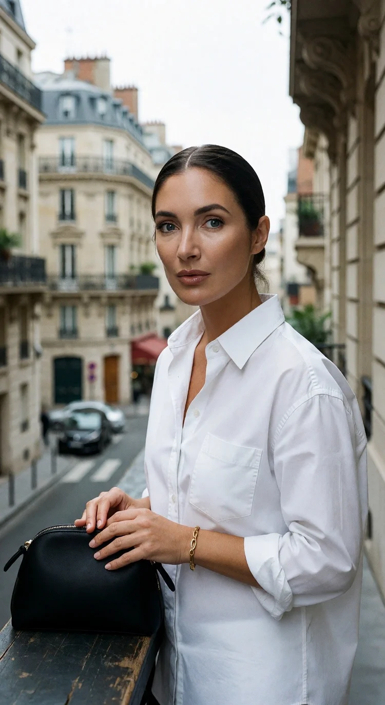 Anne-Sophie Laignel sur un balcon à Paris