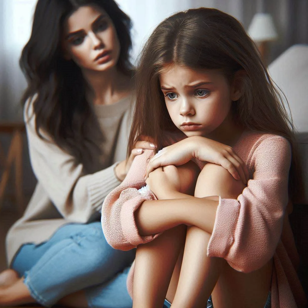 Present-day self approaching a younger self within a difficult memory