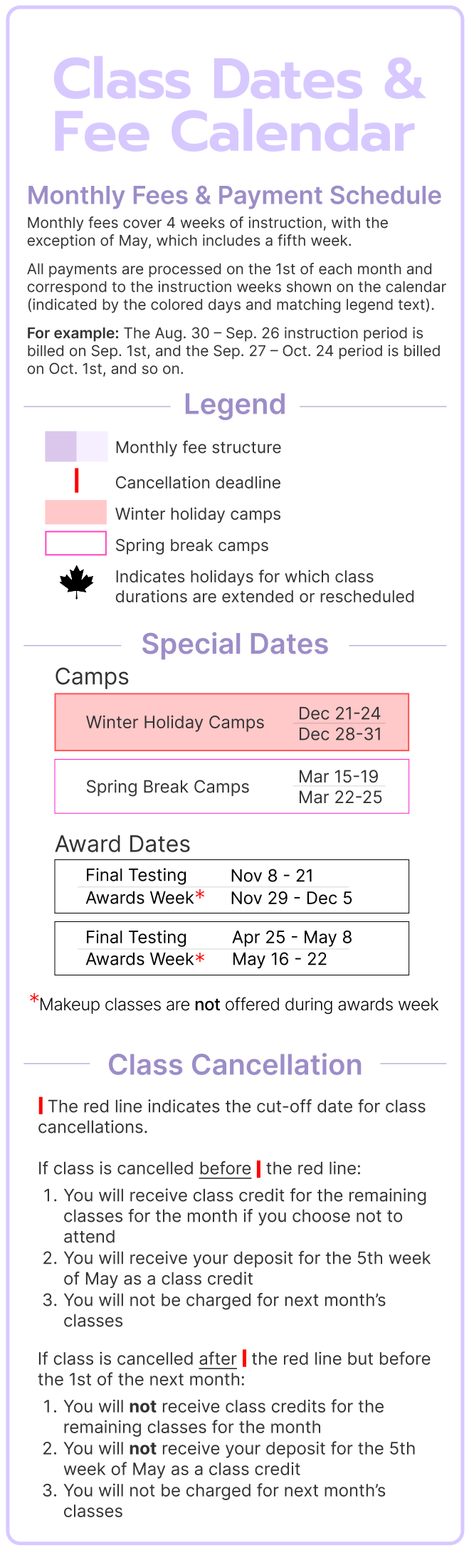 Class Dates and Fees