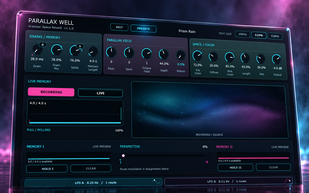 Parallax Well with Prism Rain preset