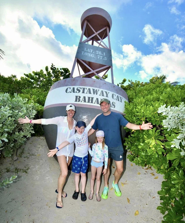Danielle Casey and her family at Castaway Cay, Bahamas