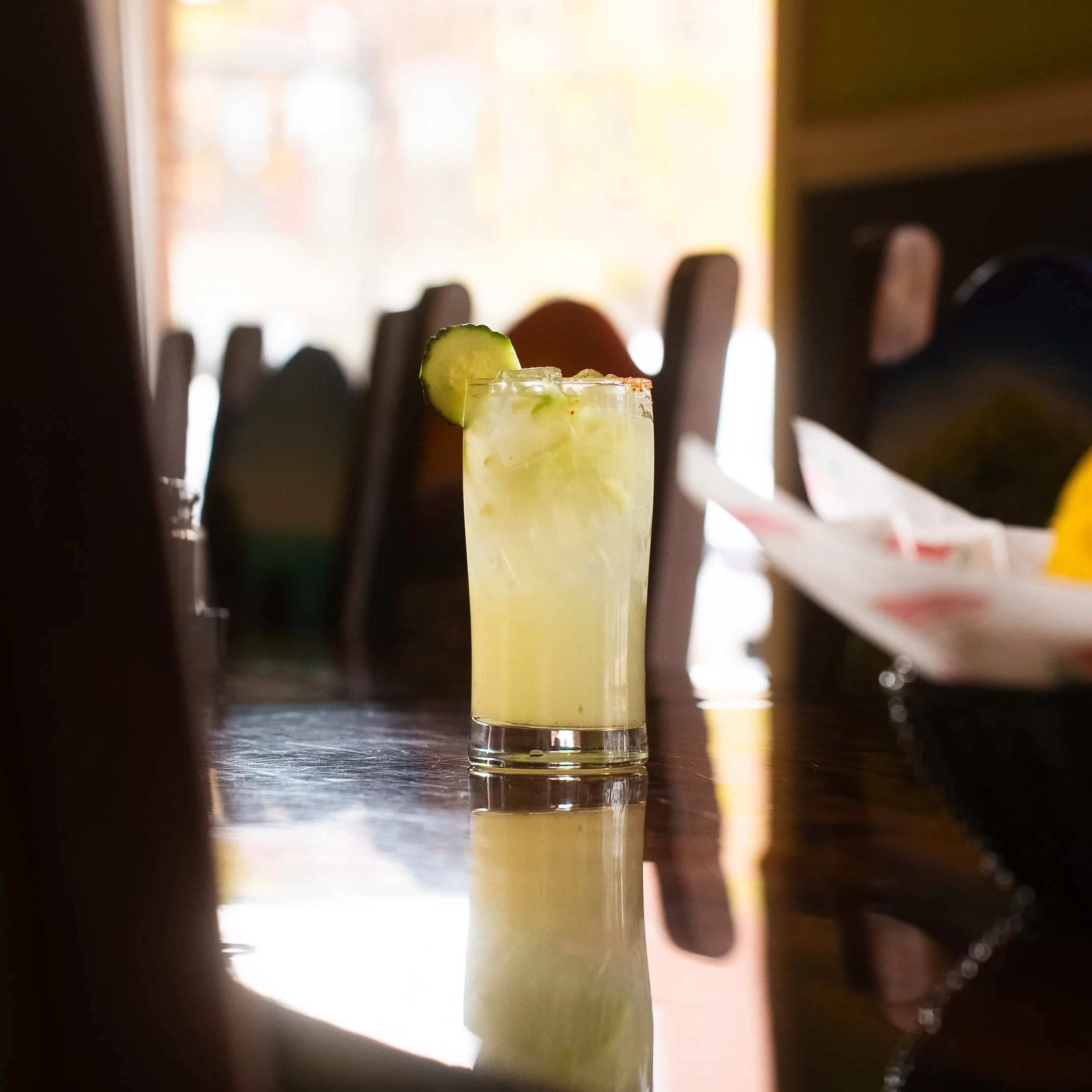 Pineapple margarita with tajin rim