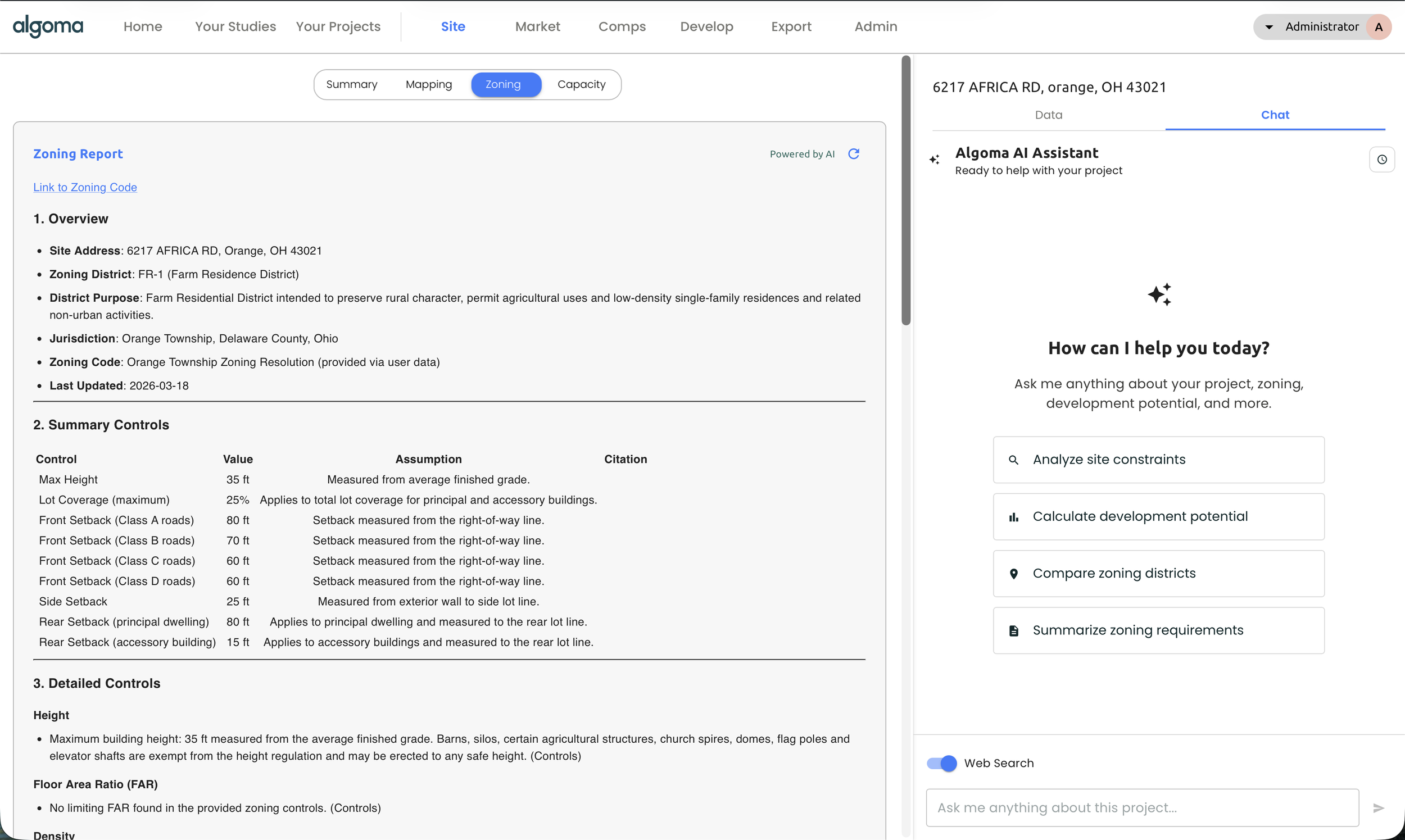 Algoma AI zoning report