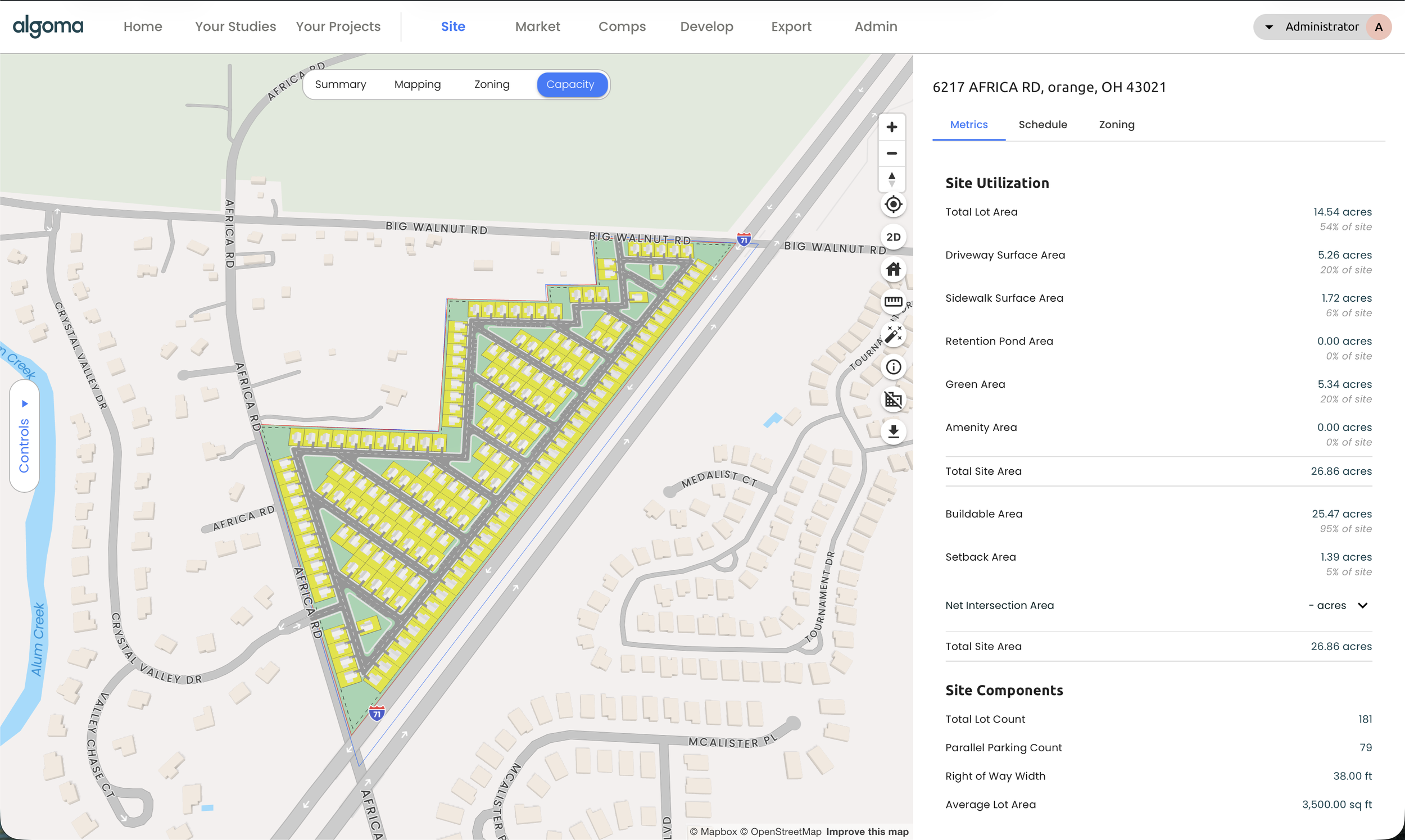 Algoma auto-generated site layout