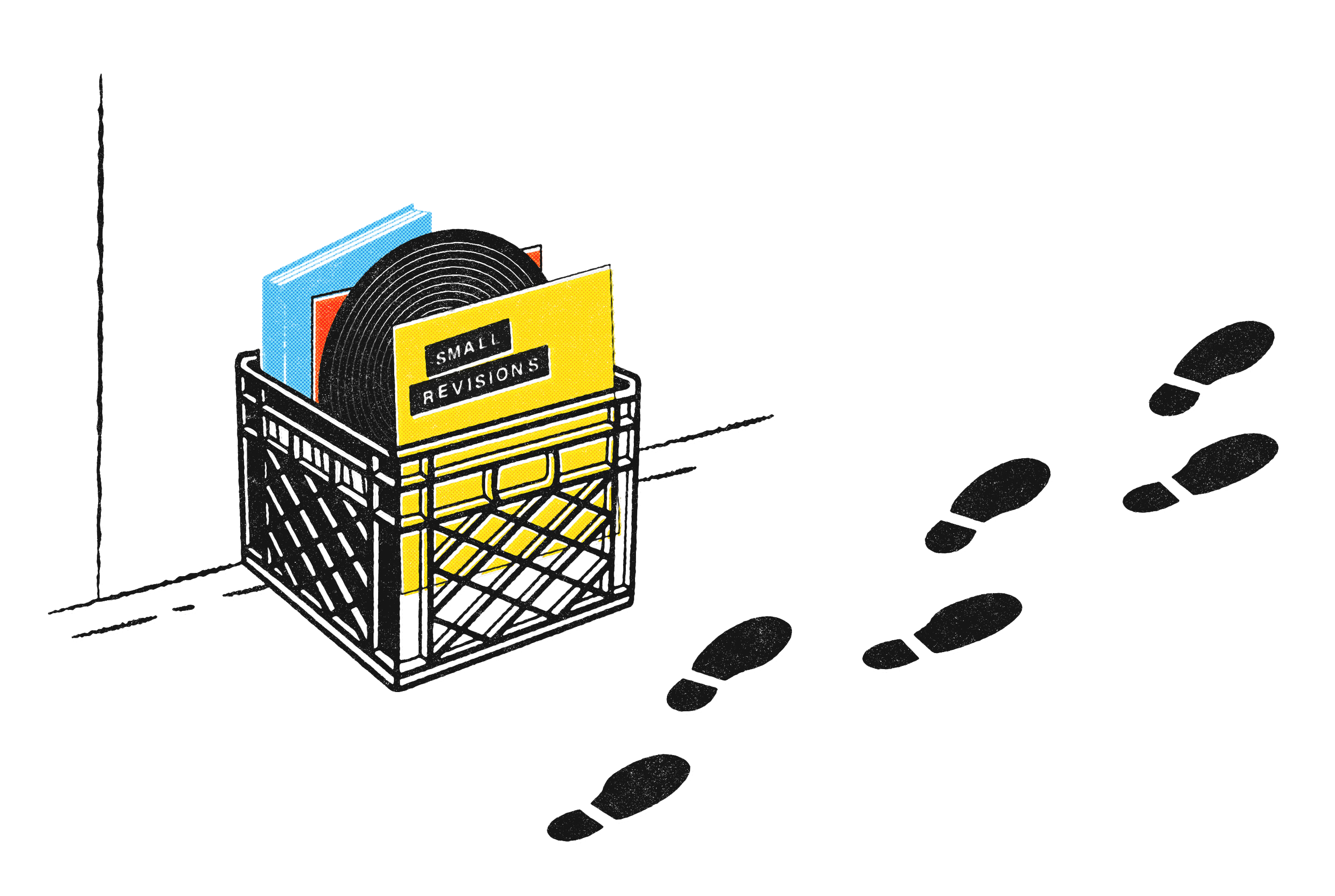 Small Revisions crate in primary colors