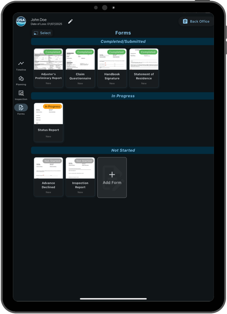 Forms completion on site