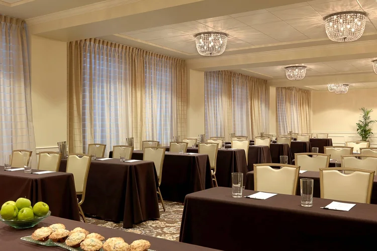 The Davenport Room set classroom style with a coffee break