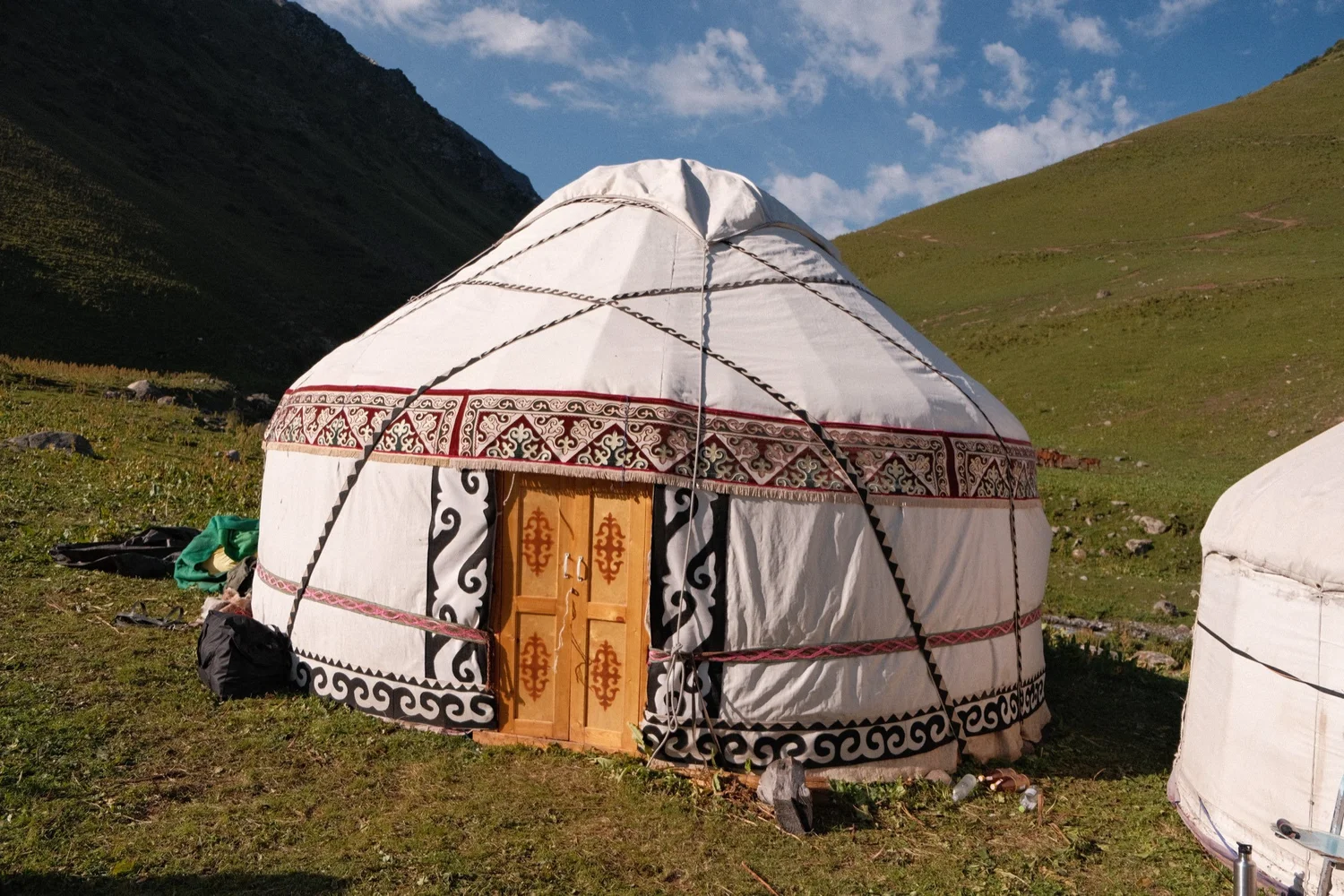 The painted door of a yurt at summer camp