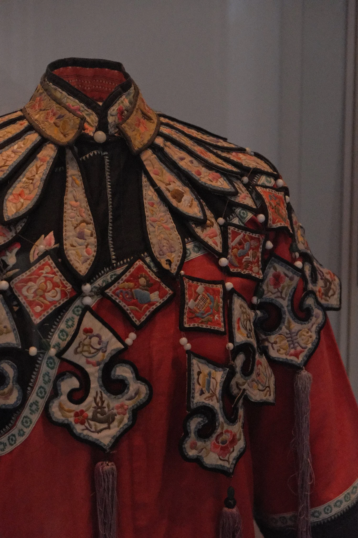 An embroidered traditional Kyrgyz robe at the national history museum in Bishkek
