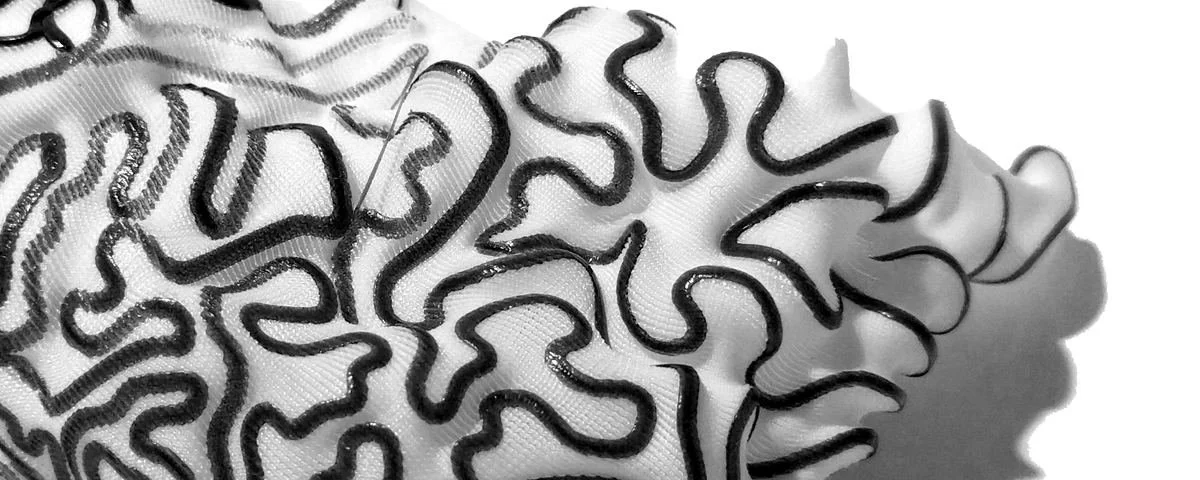 Informed Flexible Matters — Turin, close-up of the 3D-printed responsive textile prototype