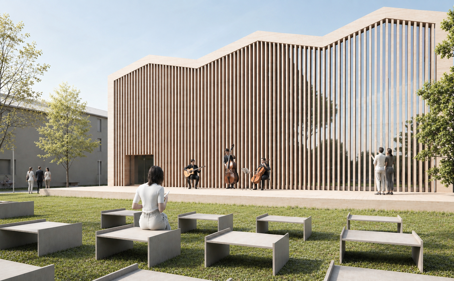 Parametric Facade — Modena, exterior view of the perforated metal envelope