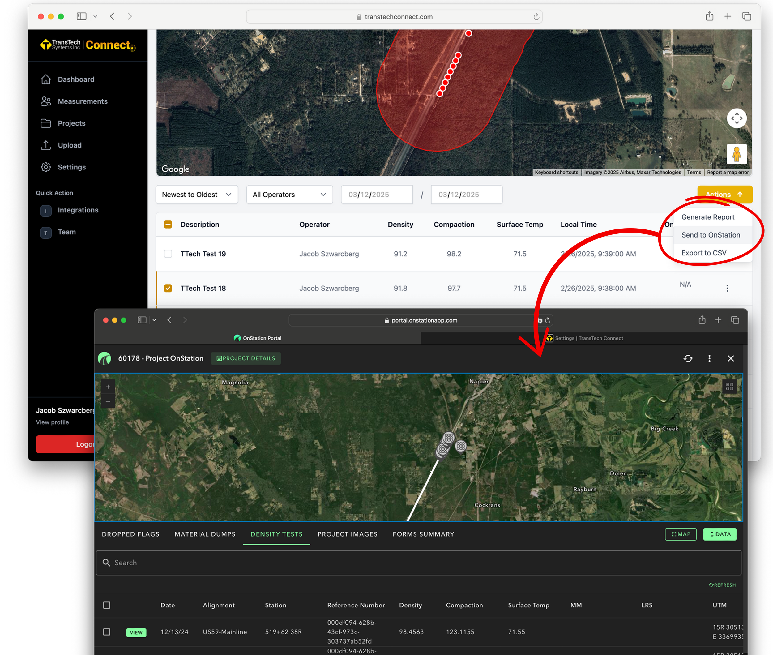Send Tests to OnStation Screenshot