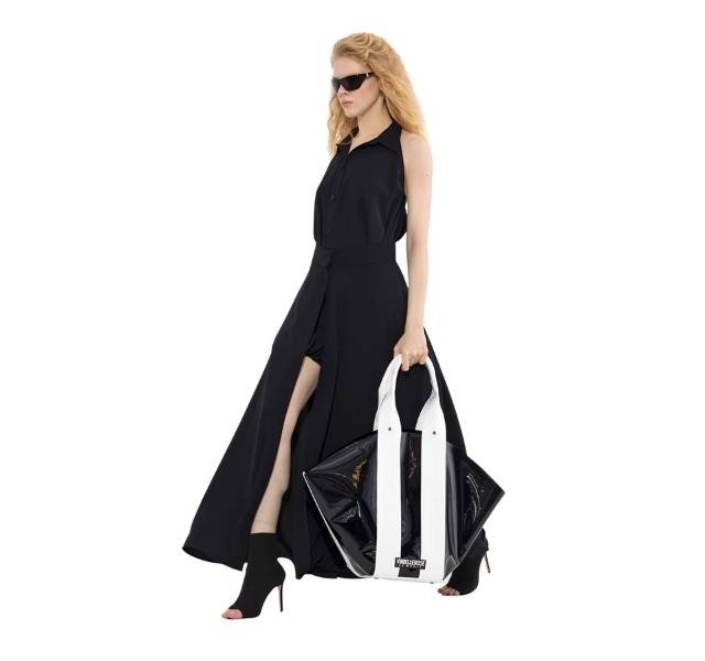 #VDR VIADELLEROSE SIGNATURE FRONT OPEN SKIRT NERO 13408