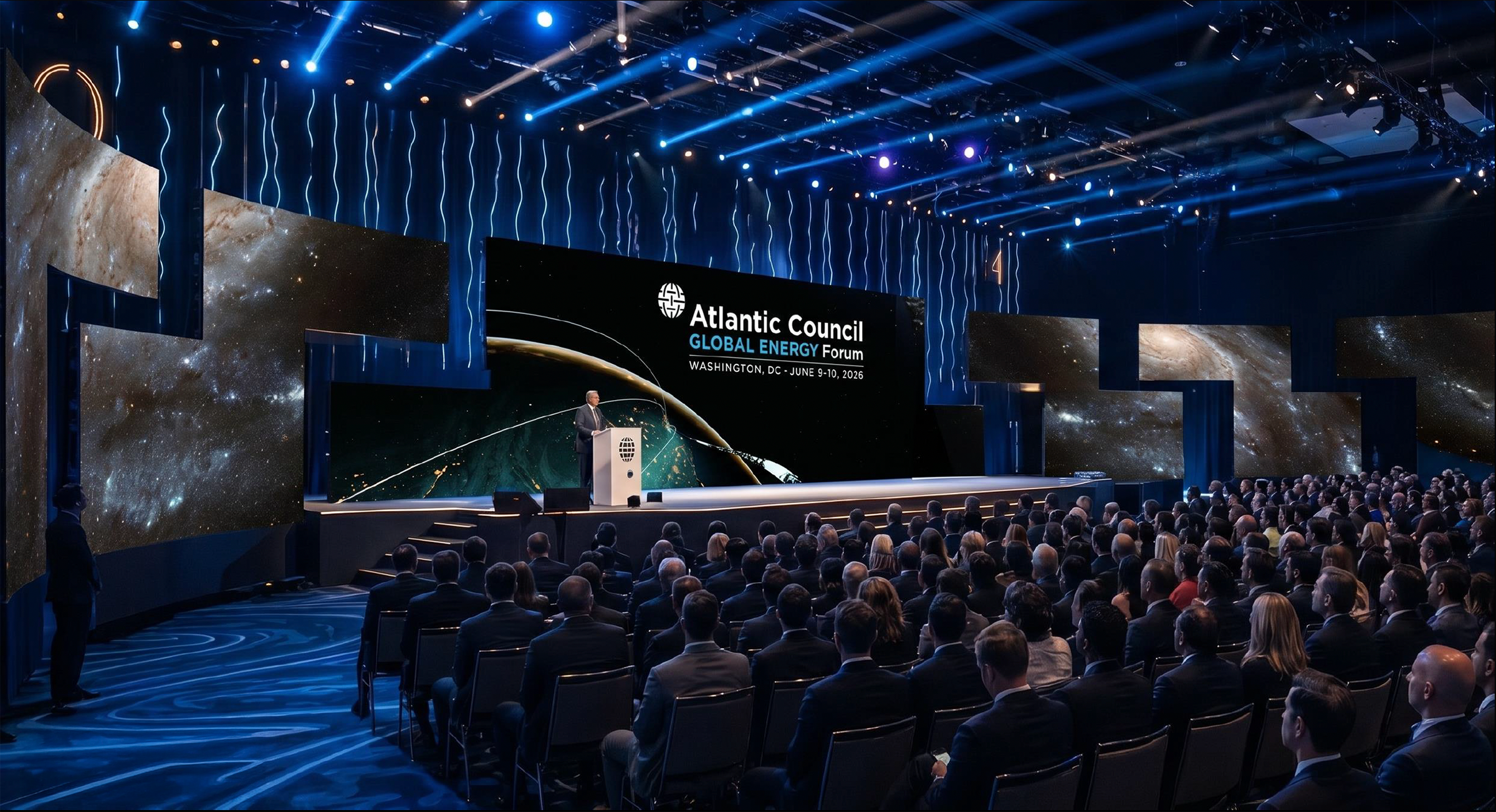 Developed render of the Global Energy Forum event environment