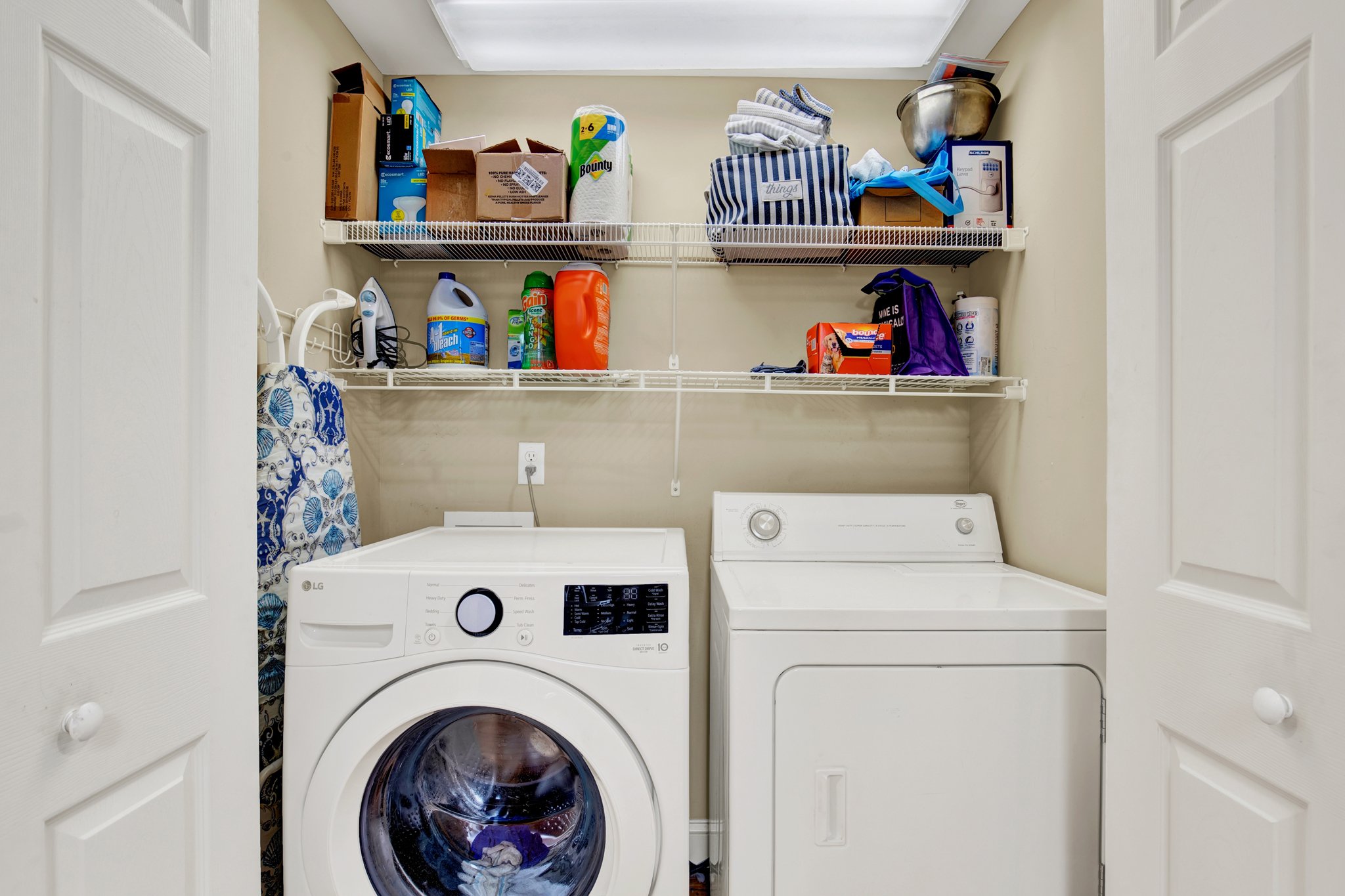 Laundry room that needs a quick reset
