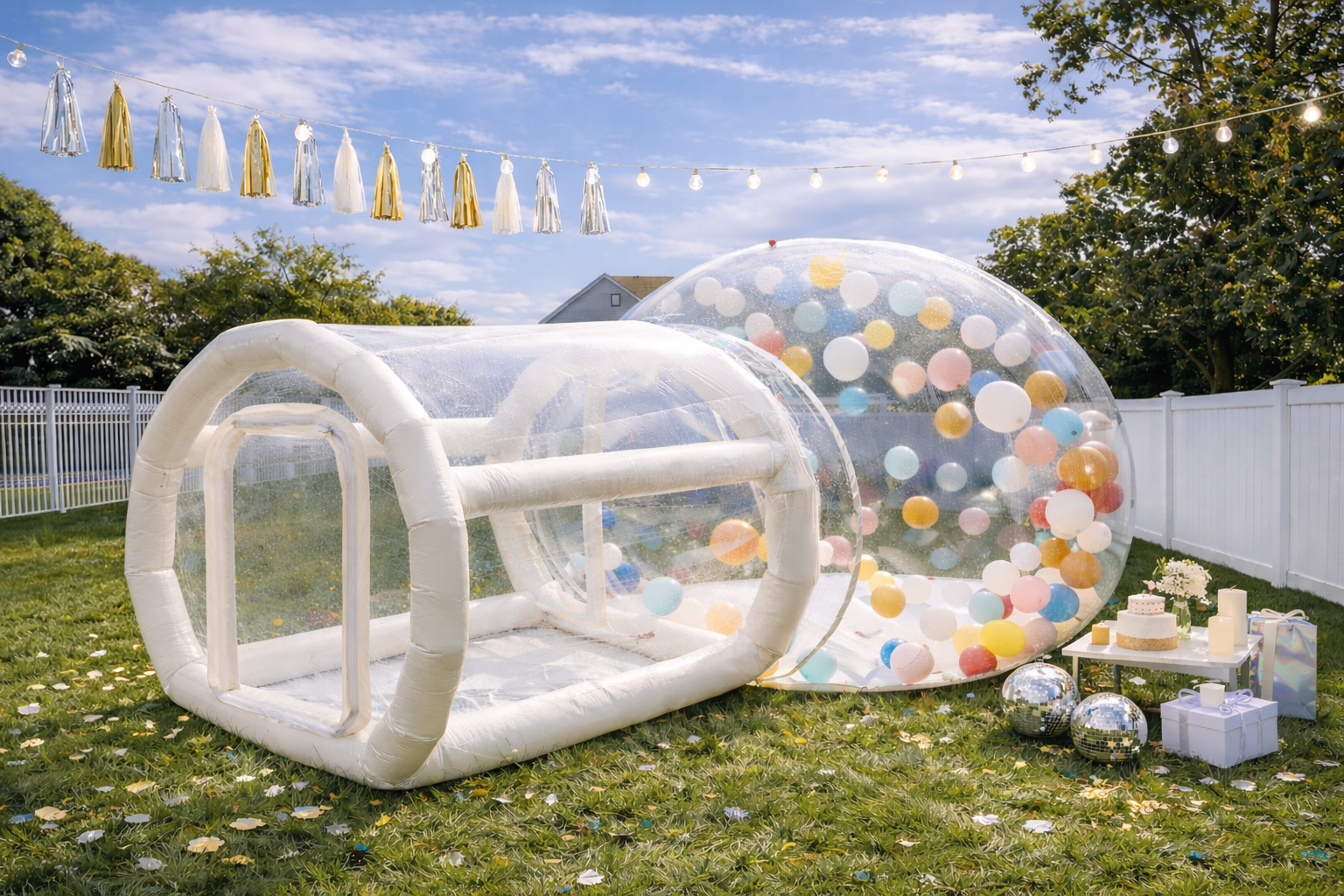Little Luxe Parties bubble house setup for a children's celebration