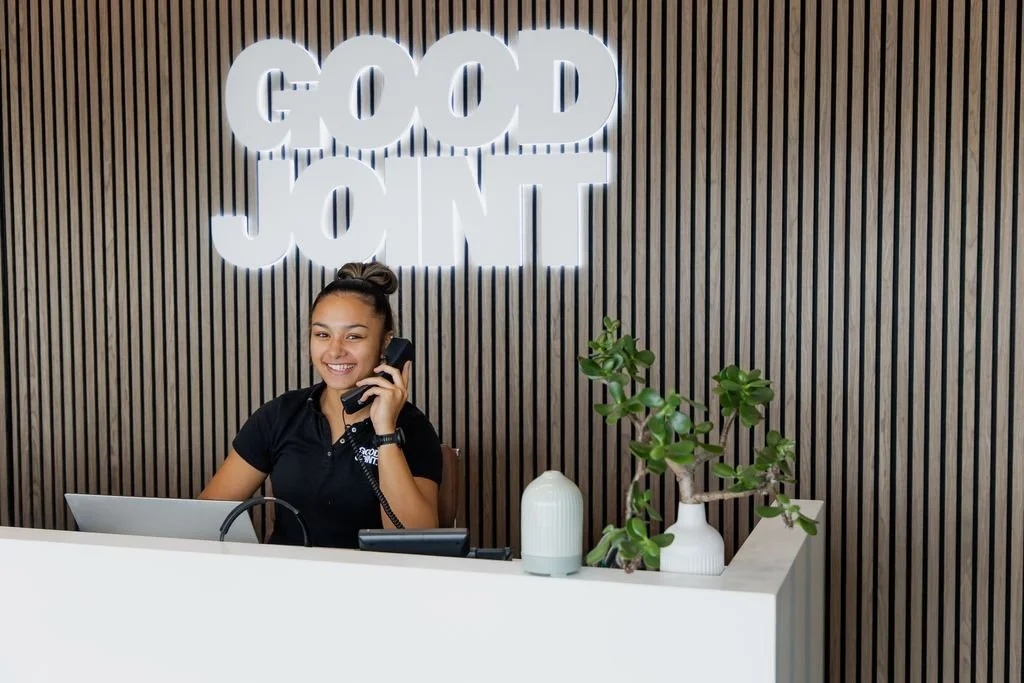 Reception at the Good Joint clinic, Mermaid Beach