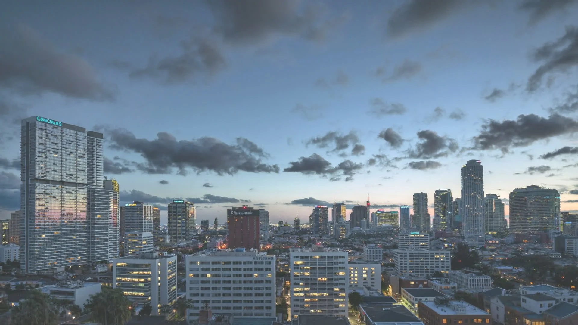 Downtown Long Beach skyline at dusk