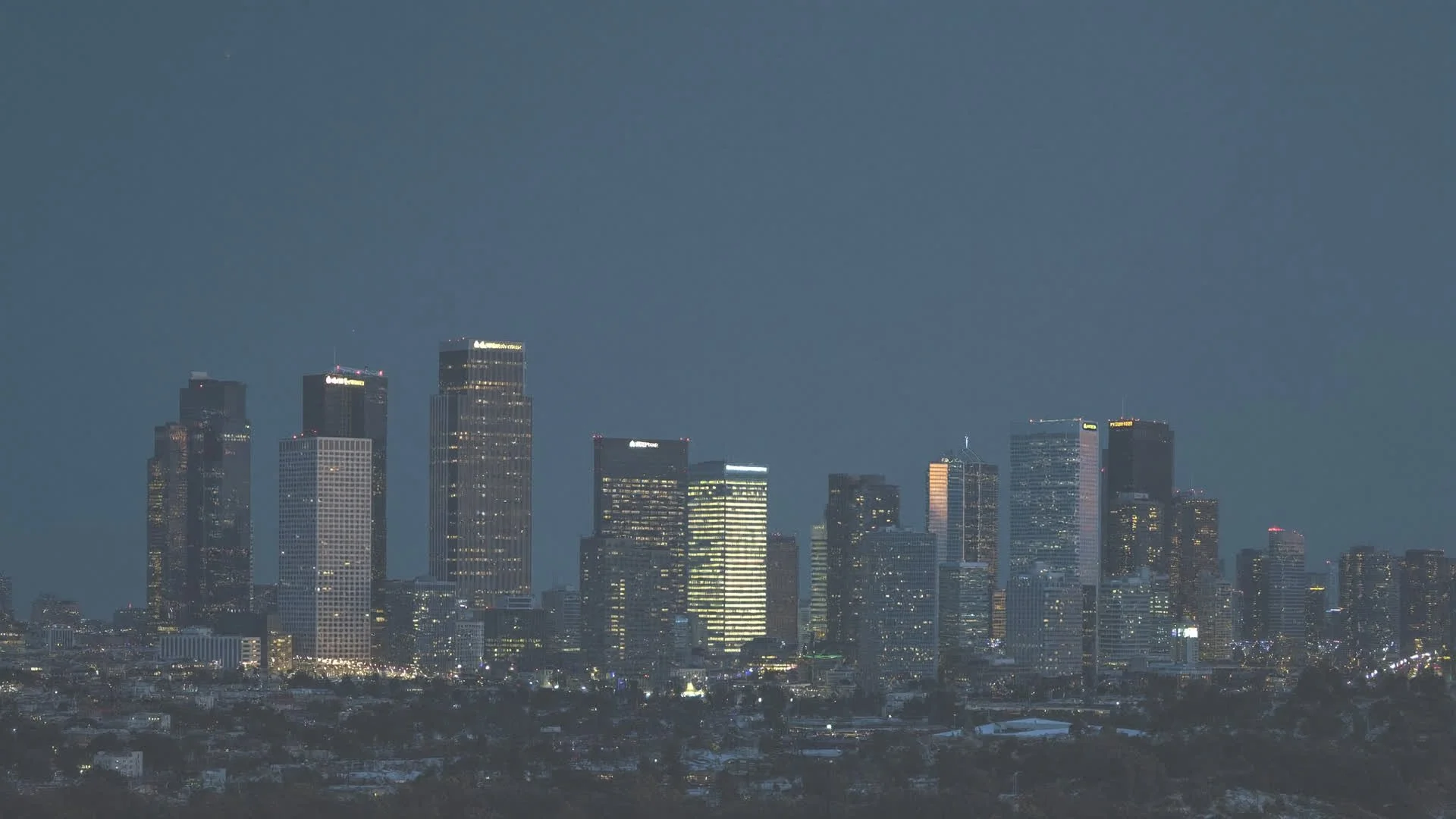 Downtown Bakersfield skyline at dusk