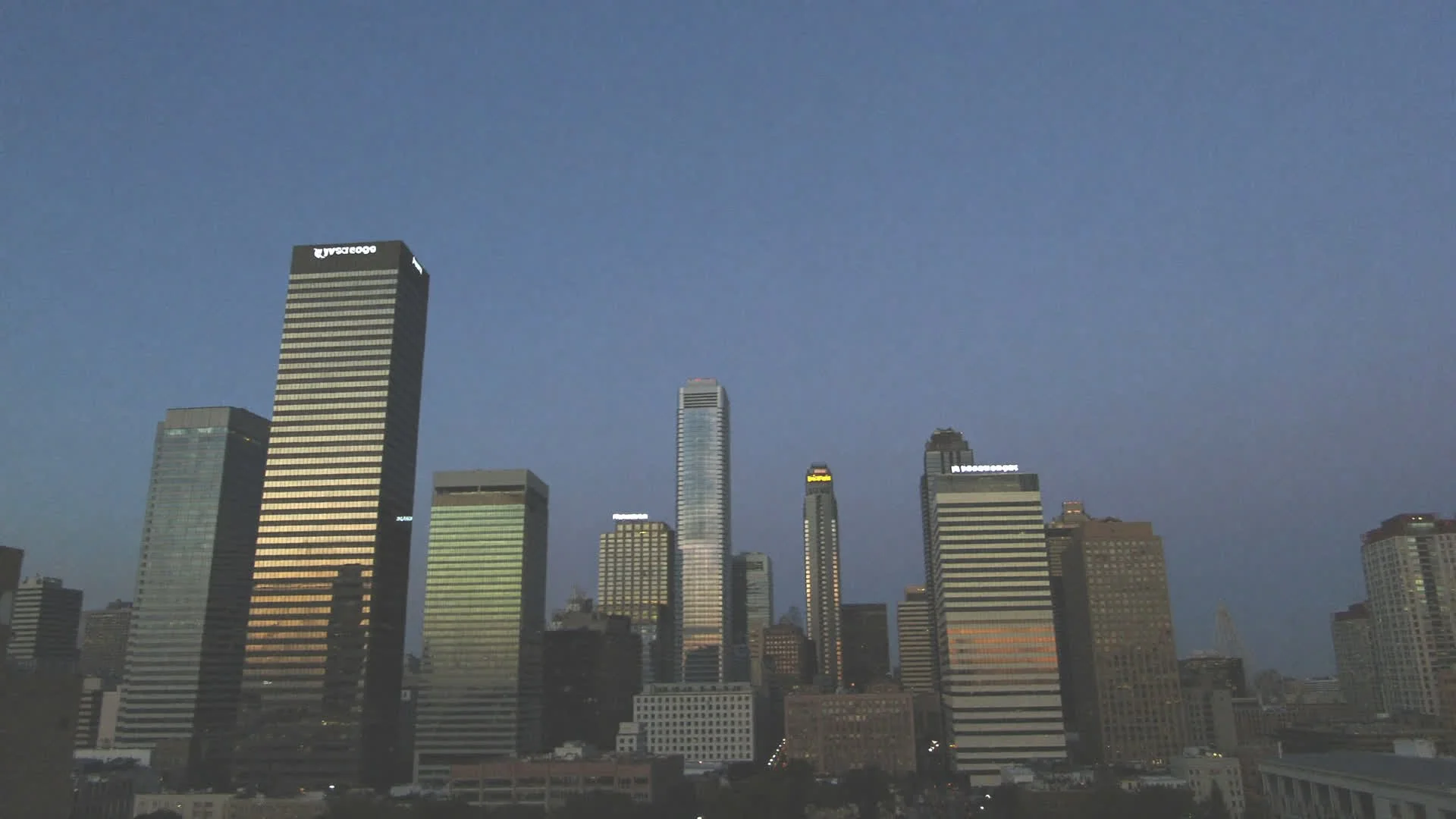 Downtown Syracuse skyline at dusk