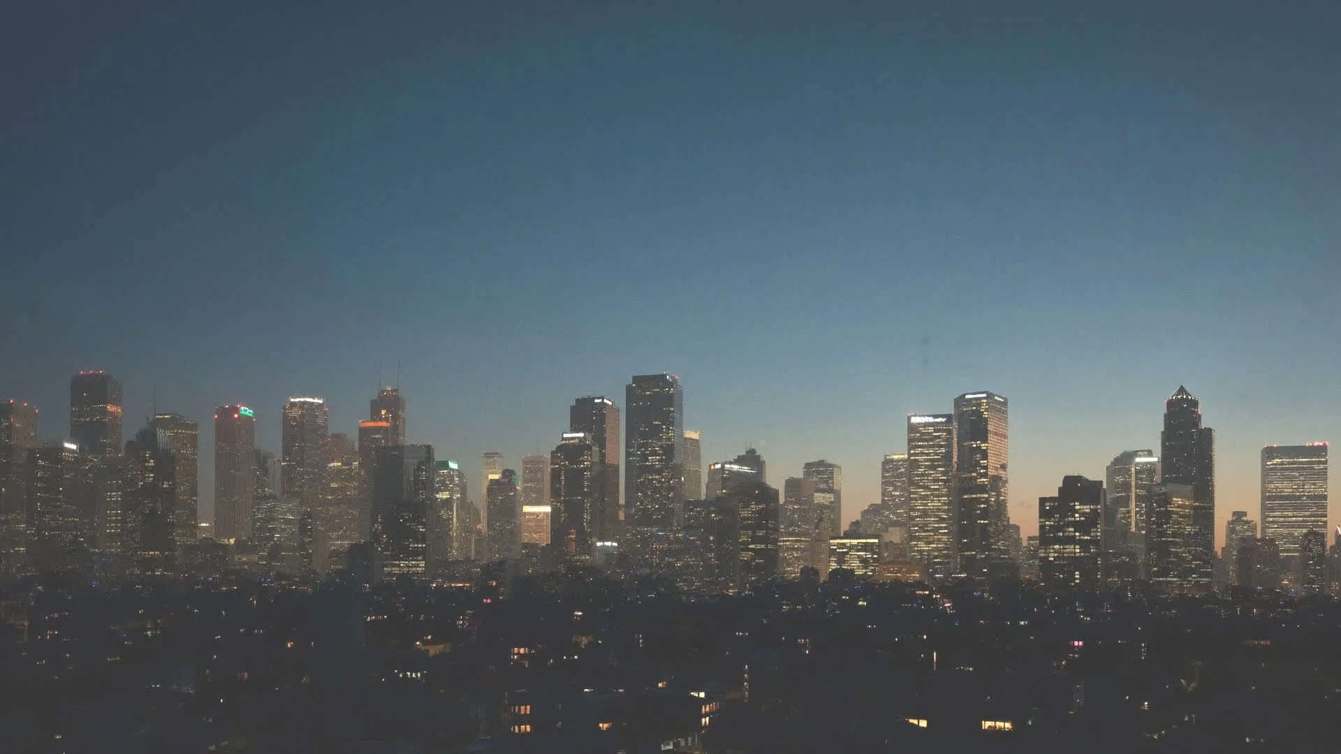 Downtown Houston skyline at dusk