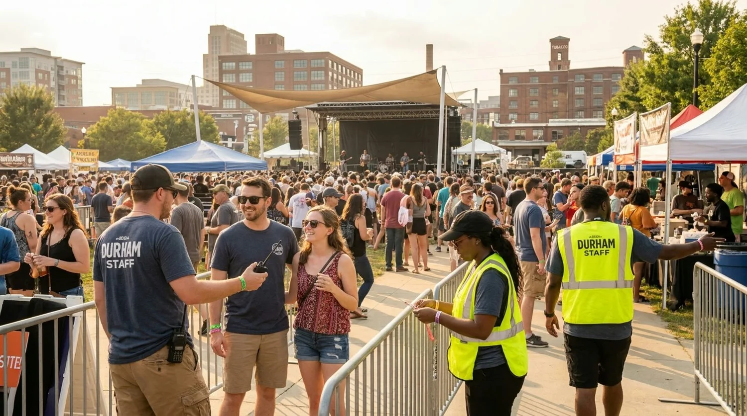Diverse event types requiring staffing in Durham