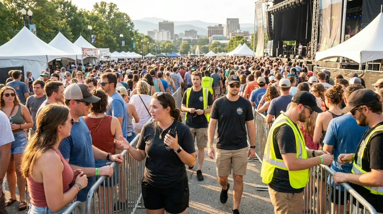 Diverse event types requiring staffing in Asheville