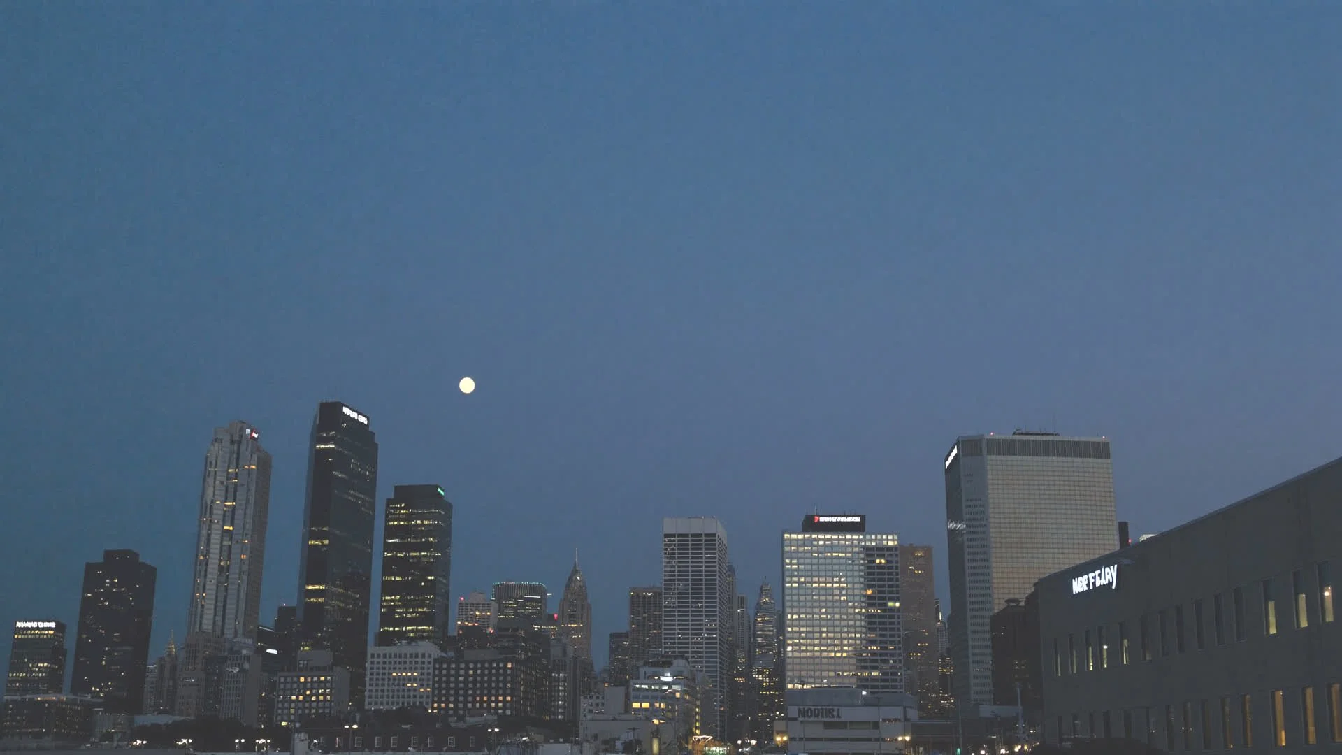 Downtown Norfolk skyline at dusk