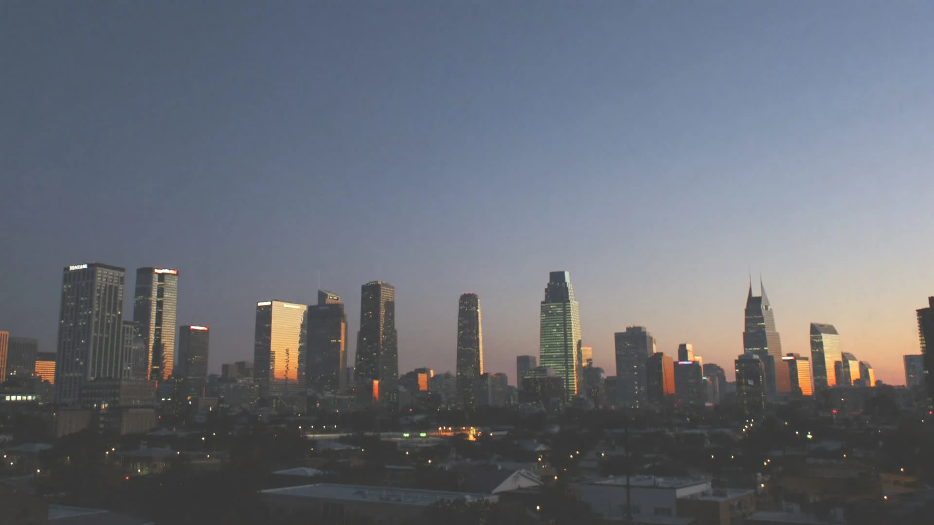 Downtown Round Rock skyline at dusk